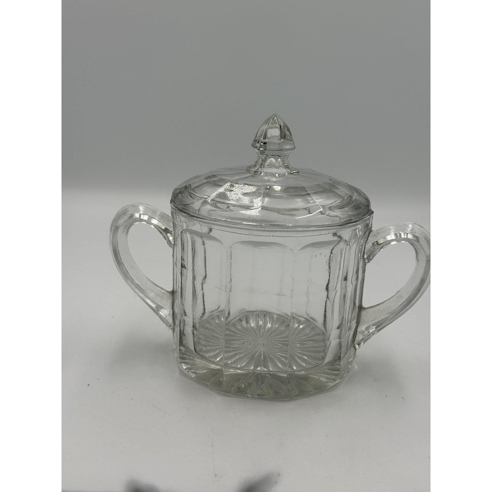 Vintage Glass Sugar Bowl With Lid Depression-era Glassware Hazle-Atlas Glass Co